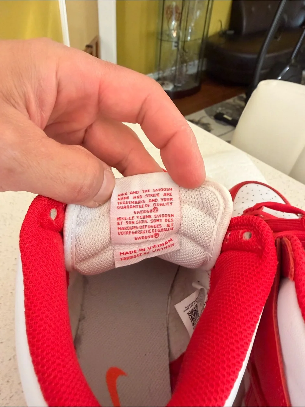 Nike Red and White High-Top Sneakers with Swoosh - Picture 6 of 9